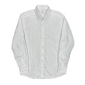 Emanuel Berg Slim Fit Dress Shirt White Twill Cotton Long Sleeve 17.5 XL